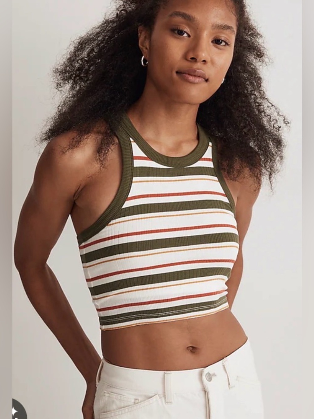 Madewell cropped tank top with built in bra size small